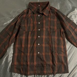 Artisio Miles Timeless Brown and Orange Plaid Button-Up Shirt. EU Sizing.